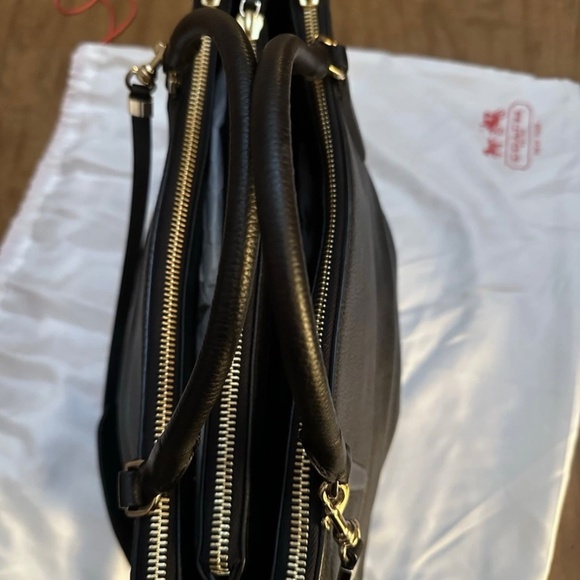 Coach 28160 Borough Black Pebbled Leather Satchel Handbag Shoulder $598 Rare - Picture 4 of 6